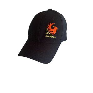 Phoenix Embroidered Black Baseball Cap L/XL Zephyr Stretch Fit‎ Cotton Blend